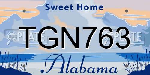 TGN763 Alabama License Plate