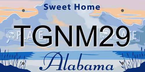 TGNM29 Alabama License Plate