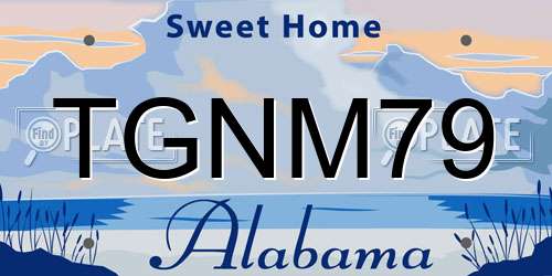 TGNM79 Alabama License Plate