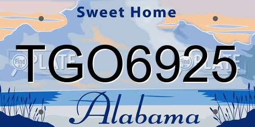 TGO6925 Alabama License Plate
