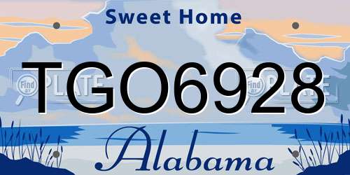 TGO6928 Alabama License Plate