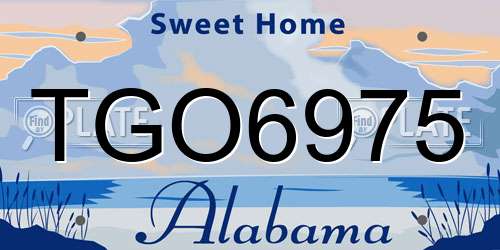 TGO6975 Alabama License Plate