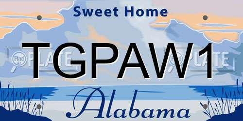 TGPAW1 Alabama License Plate