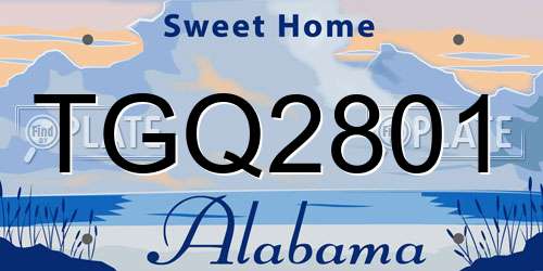 TGQ2801 Alabama License Plate