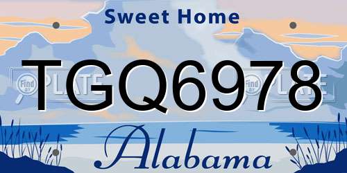 TGQ6978 Alabama License Plate