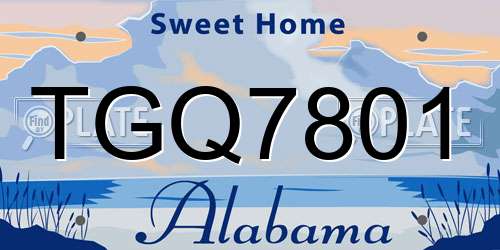 TGQ7801 Alabama License Plate