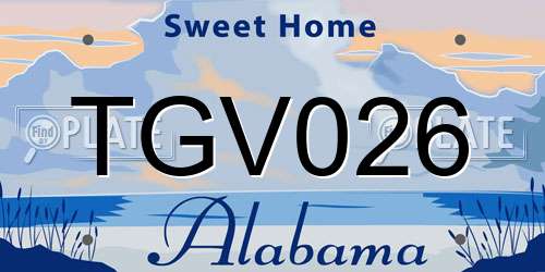 TGV026 Alabama License Plate