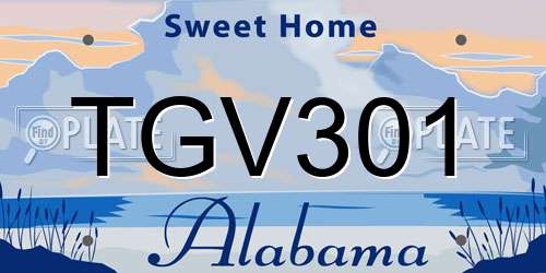 TGV301 Alabama License Plate