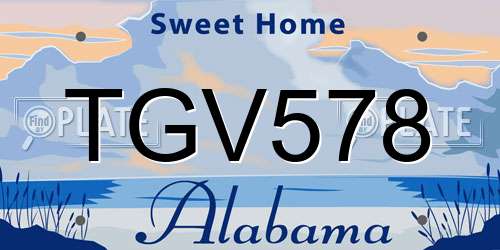 TGV578 Alabama License Plate