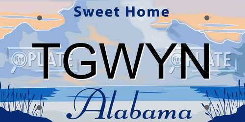 TGWYN Alabama License Plate