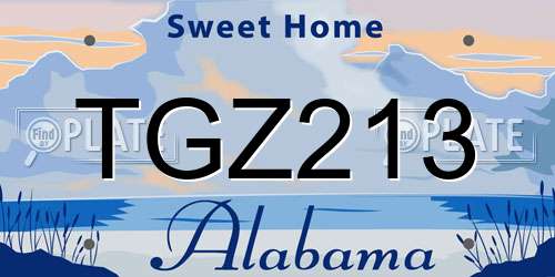 TGZ213 Alabama License Plate