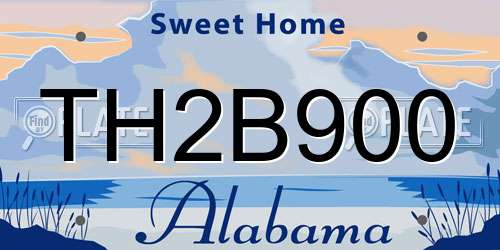 TH2B900 Alabama License Plate