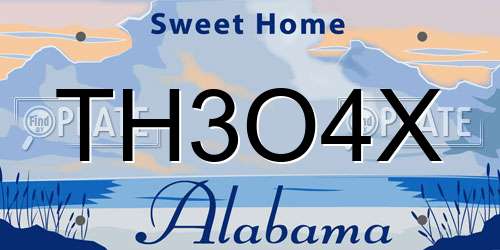 TH3O4X Alabama License Plate