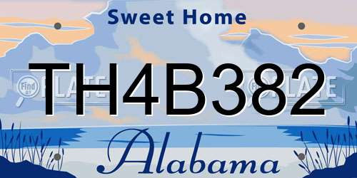 TH4B382 Alabama License Plate