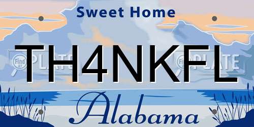 TH4NKFL Alabama License Plate