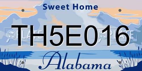 TH5E016 Alabama License Plate