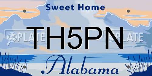 TH5PN Alabama License Plate