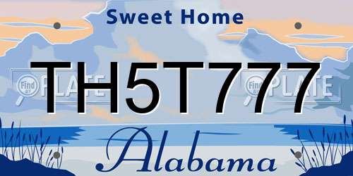 TH5T777 Alabama License Plate