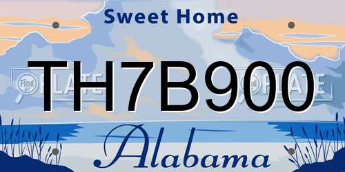 TH7B900 Alabama License Plate
