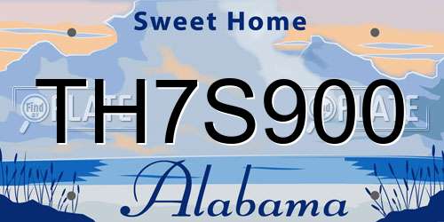 TH7S900 Alabama License Plate