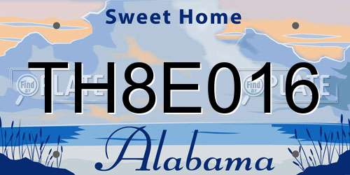 TH8E016 Alabama License Plate