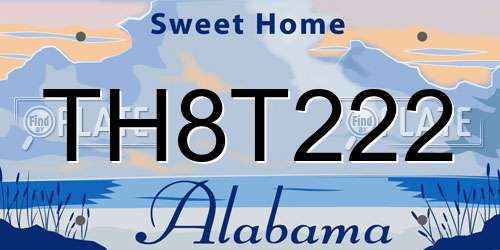 TH8T222 Alabama License Plate