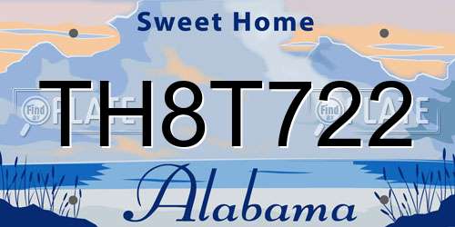 TH8T722 Alabama License Plate