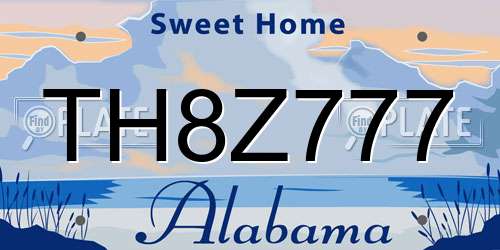 TH8Z777 Alabama License Plate