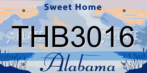 THB3016 Alabama License Plate