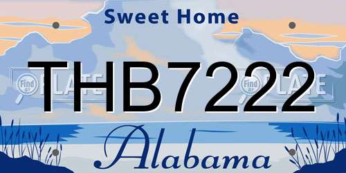 THB7222 Alabama License Plate
