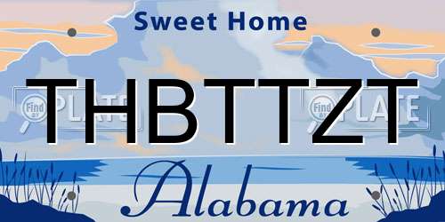THBTTZT Alabama License Plate