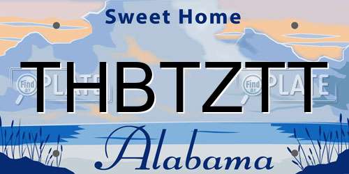 THBTZTT Alabama License Plate