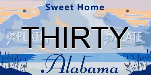 THIRTY Alabama License Plate
