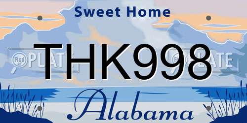 THK998 Alabama License Plate
