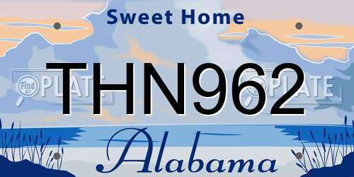 THN962 Alabama License Plate
