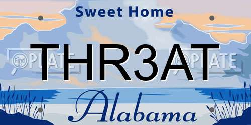 THR3AT Alabama License Plate