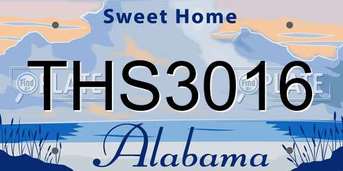 THS3016 Alabama License Plate
