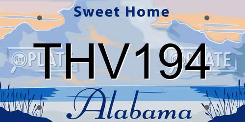THV194 Alabama License Plate