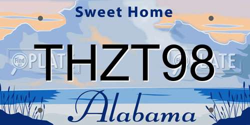 THZT98 Alabama License Plate