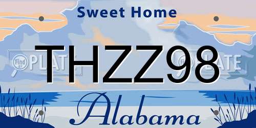 THZZ98 Alabama License Plate