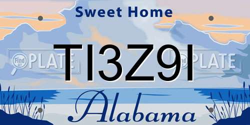 TI3Z9I Alabama License Plate