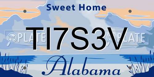 TI7S3V Alabama License Plate