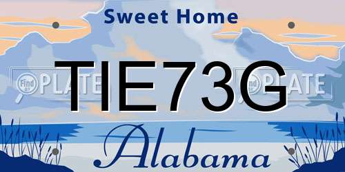 TIE73G Alabama License Plate