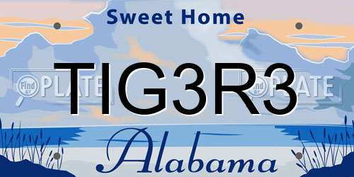 TIG3R3 Alabama License Plate