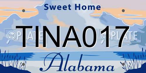 TINA017 Alabama License Plate