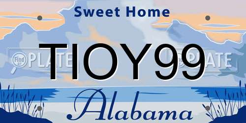 TIOY99 Alabama License Plate