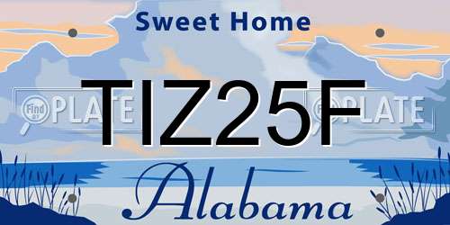 TIZ25F Alabama License Plate