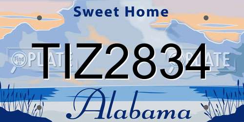 TIZ2834 Alabama License Plate