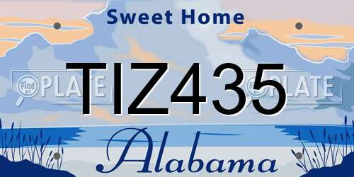 TIZ435 Alabama License Plate