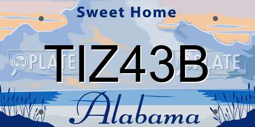 TIZ43B Alabama License Plate